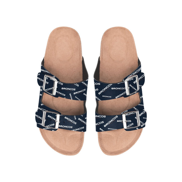 FOCO NFL Denver Broncos SMU Womens Mini Print Double Buckle Sandal