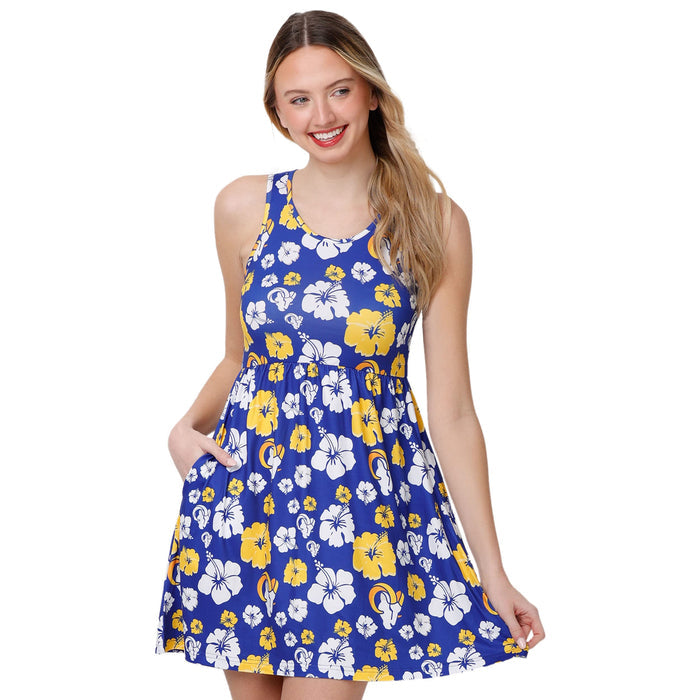 FOCO NFL Los Angeles Rams Fan Favorite Floral Sun Dress - Womens