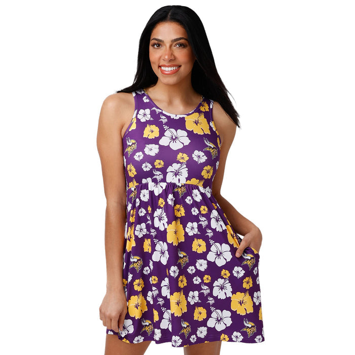 FOCO NFL Minnesota Vikings Fan Favorite Floral Sun Dress - Womens