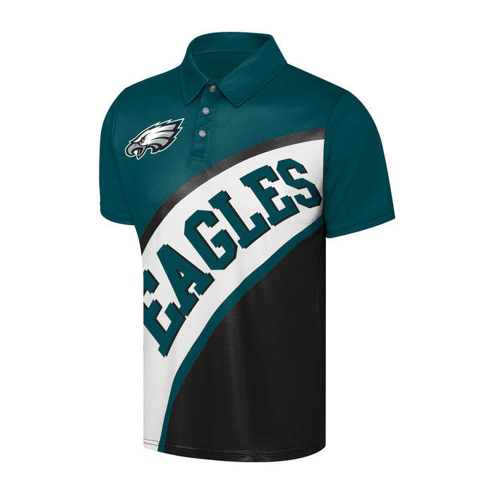 FOCO NFL Philadelphia Eagles Exclusive Action Curved Polyester Polo - Mens Multi