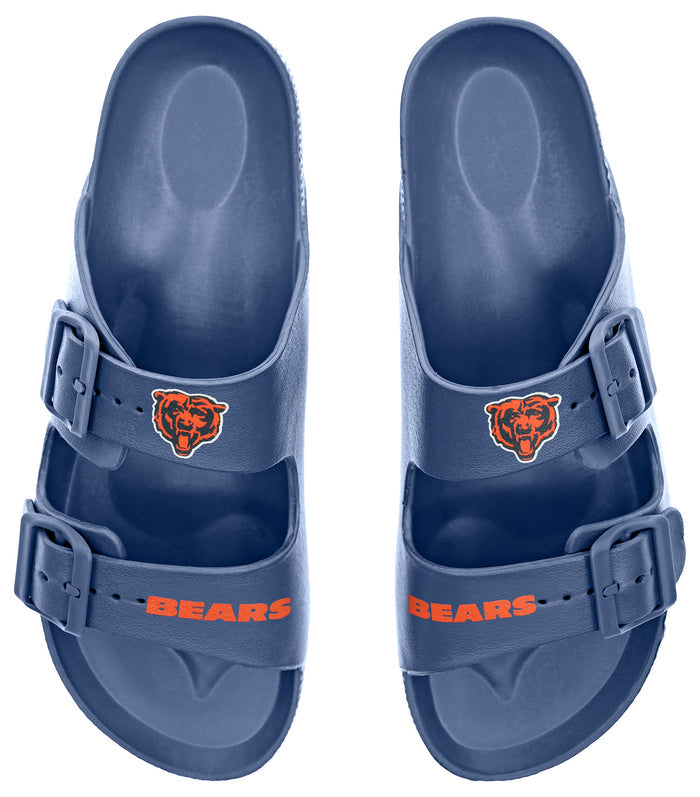 FOCO NFL Team Logo Double Buckle Comfortable Slip-On Women's Sandals, Chicago Bears