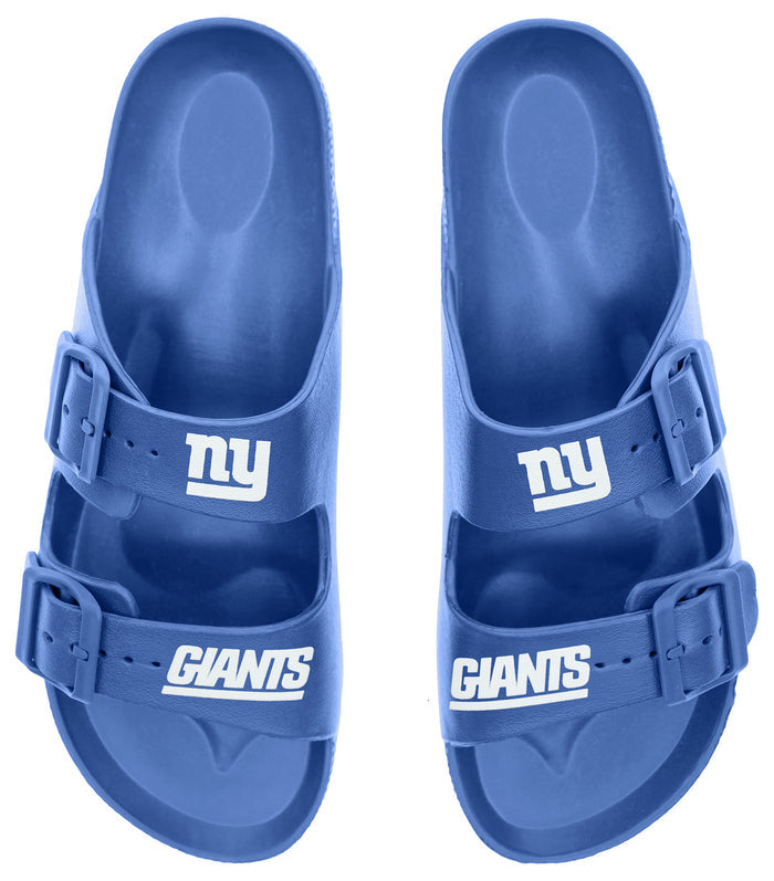 FOCO NFL Team Logo Double Buckle Comfortable Slip-On Women's Sandals, New York Giants