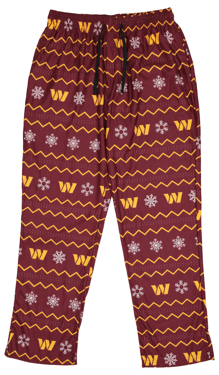 FOCO NFL Washington Commanders Team Color Primary Logo 2 Piece Top & Bottom Crewneck Ugly Pajama Set