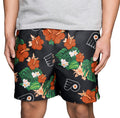 FOCO NHL Philadelphia Flyers Mens Team Logo Floral Hawaiian Swim Suit Trunks, Team Color