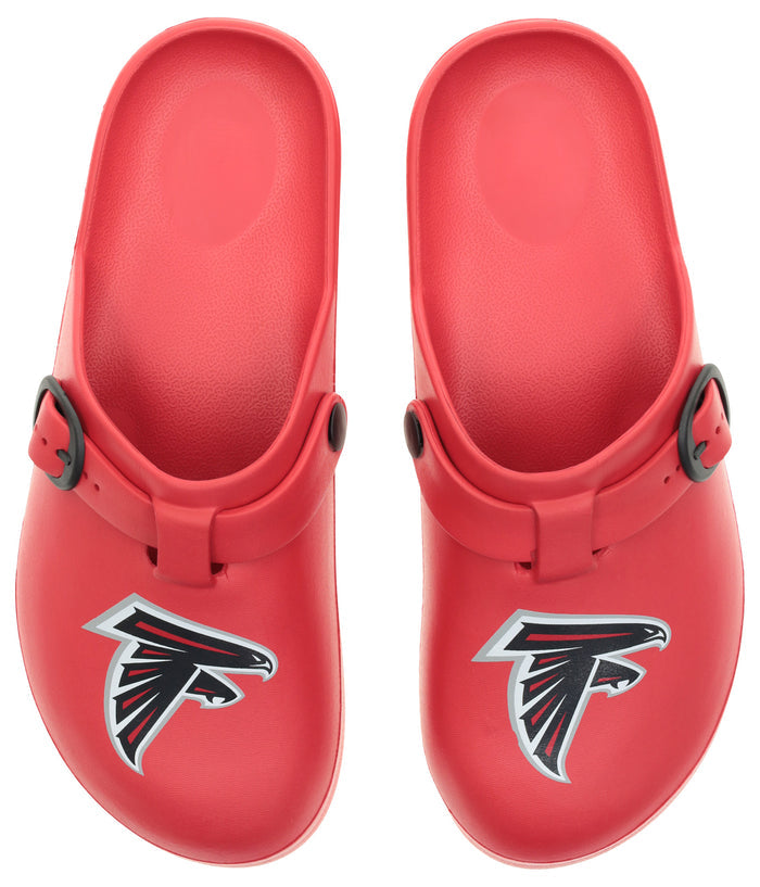 FOCO Open Back Buckle Clog – Comfortable Slip-On Sandals for NFL Fans, Atlanta Falcons