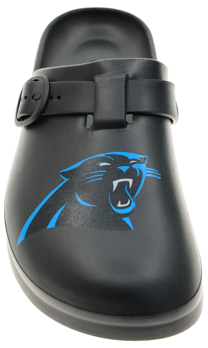 FOCO Open Back Buckle Clog – Comfortable Slip-On Sandals for NFL Fans, Carolina Panthers
