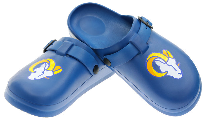 FOCO Open Back Buckle Clog – Comfortable Slip-On Sandals for NFL Fans, Los Angeles Rams