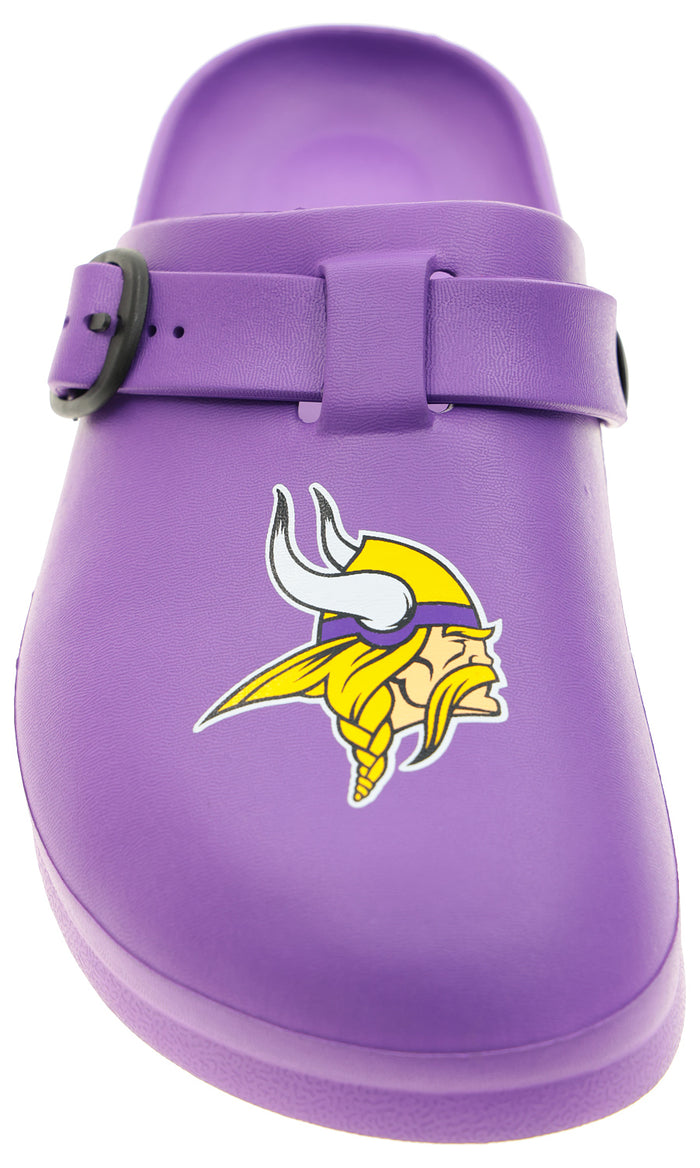 FOCO Open Back Buckle Clog – Comfortable Slip-On Sandals for NFL Fans, Minnesota Vikings