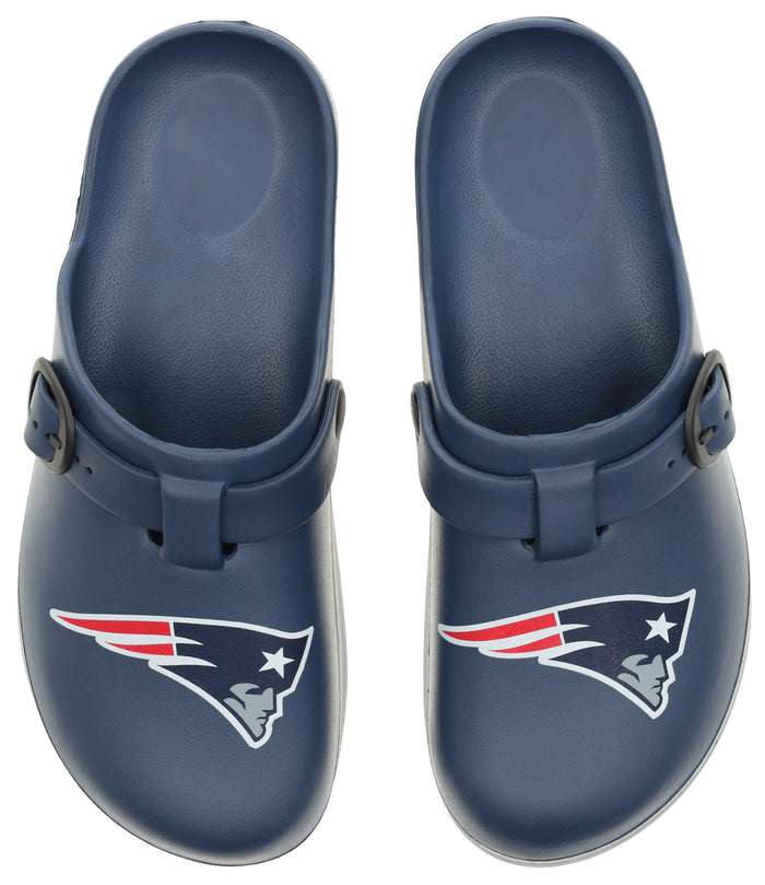 FOCO Open Back Buckle Clog – Comfortable Slip-On Sandals for NFL Fans, New England Patriots