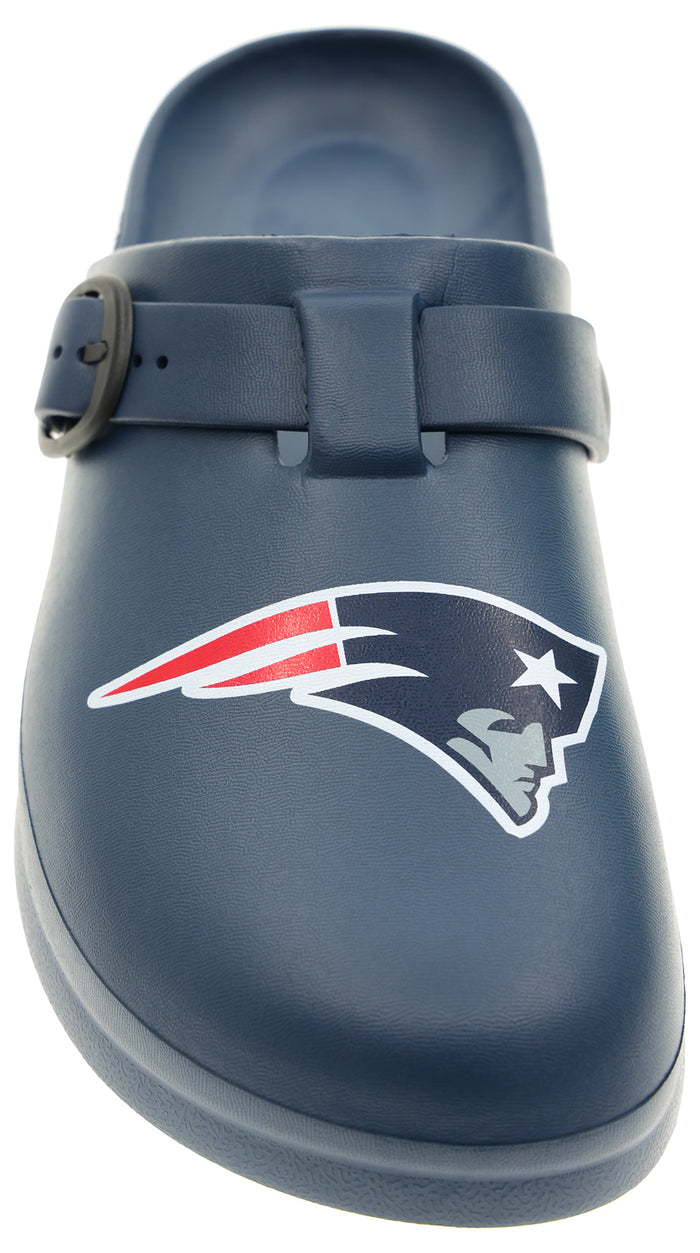 FOCO Open Back Buckle Clog – Comfortable Slip-On Sandals for NFL Fans, New England Patriots