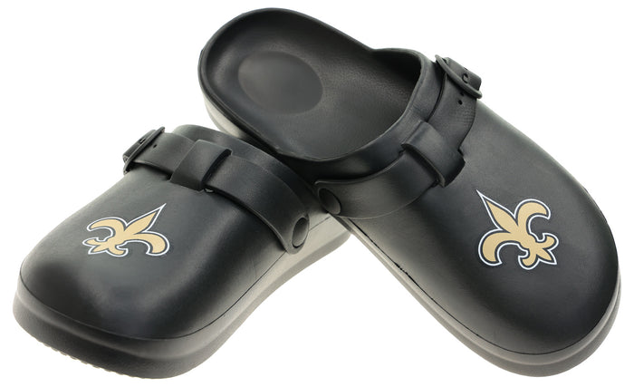 FOCO Open Back Buckle Clog – Comfortable Slip-On Sandals for NFL Fans, New Orleans Saints