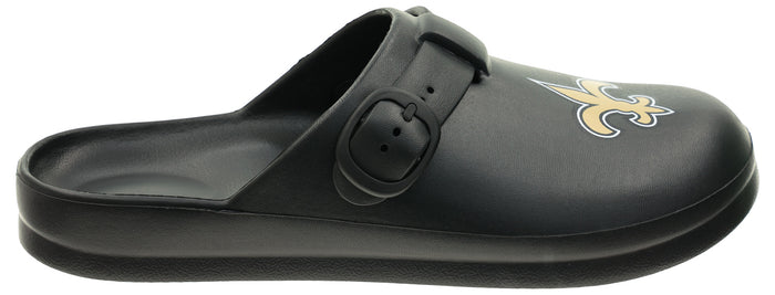 FOCO Open Back Buckle Clog – Comfortable Slip-On Sandals for NFL Fans, New Orleans Saints