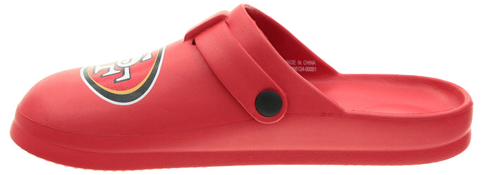 FOCO Open Back Buckle Clog – Comfortable Slip-On Sandals for NFL Fans, San Francisco 49ers