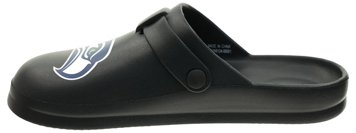 FOCO Open Back Buckle Clog – Comfortable Slip-On Sandals for NFL Fans, Seattle Seahawks - Black
