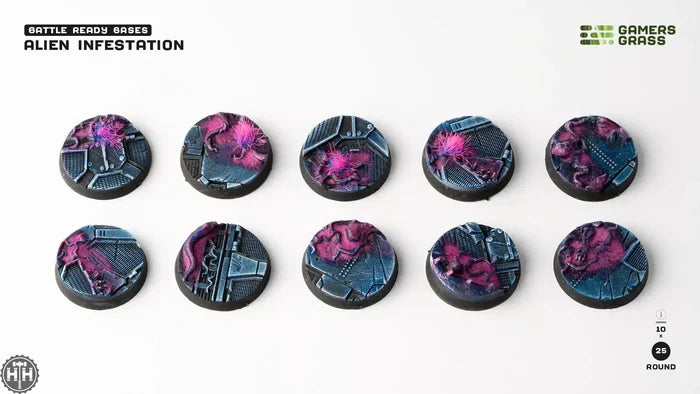 Alien Infestation Bases Round 25mm (x10) Alien Infestation Bases Round Gamers Grass