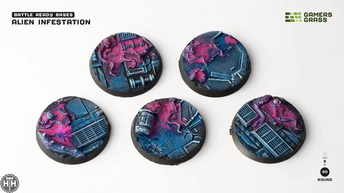 Alien Infestation Bases Round 40mm (x5) Alien Infestation Bases Round Gamers Grass