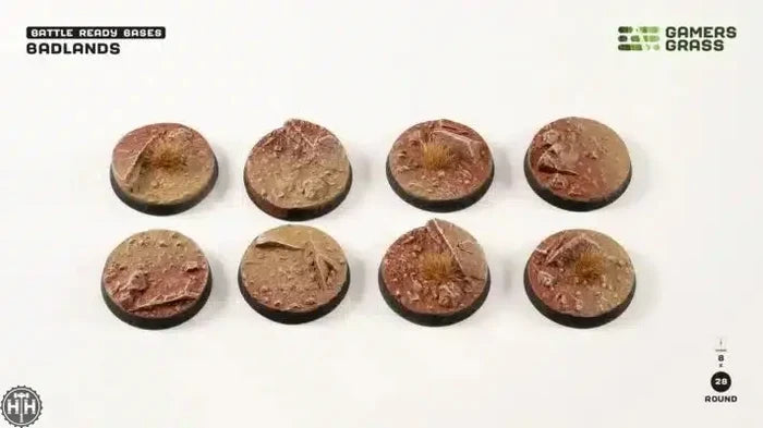 GamersGrass Badlands - Round 28mm (x8) Badlands Bases Gamers Grass