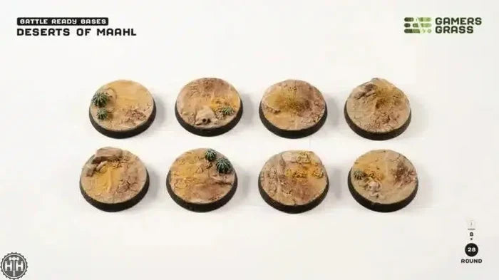 GamersGrass Deserts of Maahl - Round 28mm (x8) Deserts of Maahl Bases Gamers Grass