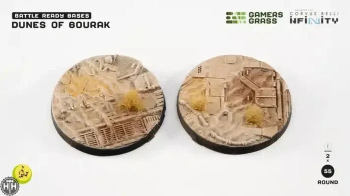 GamersGrass Dunes of Bourak - Round 55mm (2x) Dunes of Bourak Bases Gamers Grass