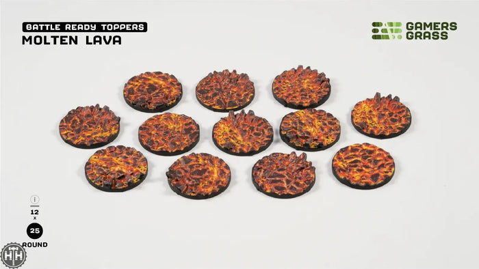 GamersGrass Molten Lava - Round 25mm (x12) GamersGrass