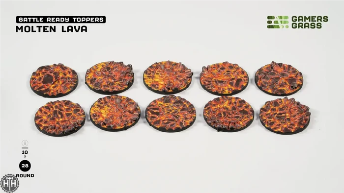 GamersGrass Molten Lava - Round 28mm (x10) GamersGrass