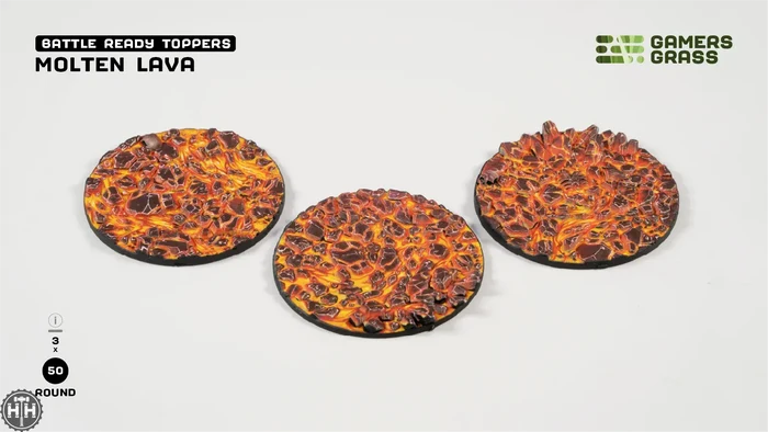 GamersGrass Molten Lava - Round 50mm (x3) GamersGrass