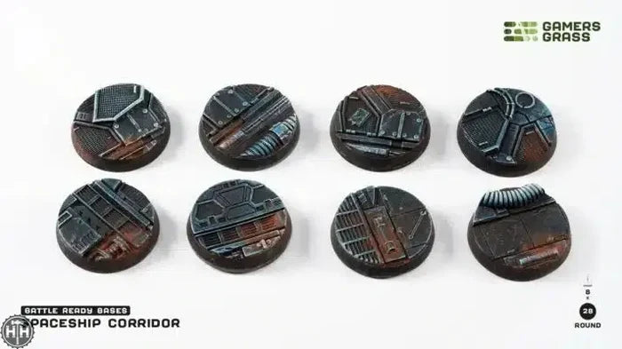 GamersGrass Spaceship Corridor - Round 28mm (x8) Spaceship Corridor Bases Gamers Grass