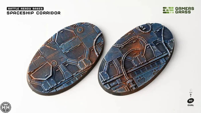 Spaceship Corridor Bases Oval 90mm (x2) Spaceship Corridor Bases Oval Gamers Grass