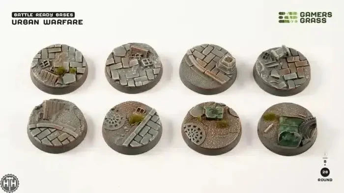GamersGrass Urban Warfare - Round 28mm (x8) Urban Warfare Bases Gamers Grass