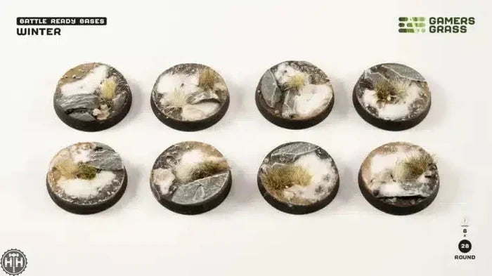 GamersGrass Winter - Round 28mm (x8) Winter Bases Gamers Grass