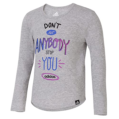 Adidas Girls 7-14 Long Sleeve Htr Scoop Nck Tee Long Sleeve Sportswear Graphic Tee