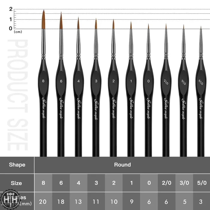 Golden Maple Detail Paint Brush Set with Triangular Handles - 10pcs Golden Maple