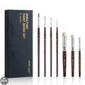 Golden Maple Master I: 4 Kolinsky Sable & 3 Goat Hair Miniature Paint Brush Set - 7pcs Golden Maple