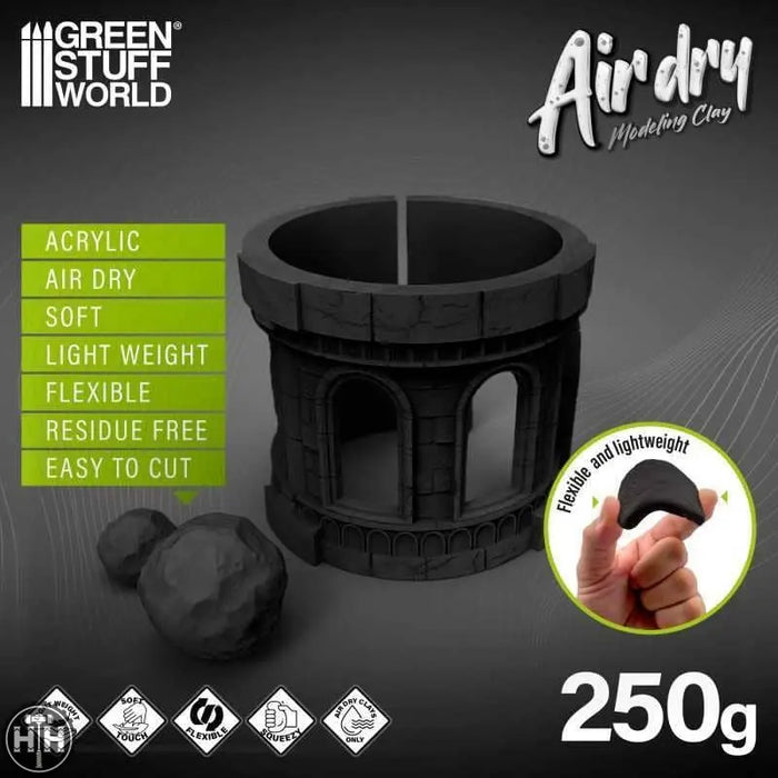 GSW Air Dry Modeling Foam Clay 250gr Black Sculpting Green Stuff World