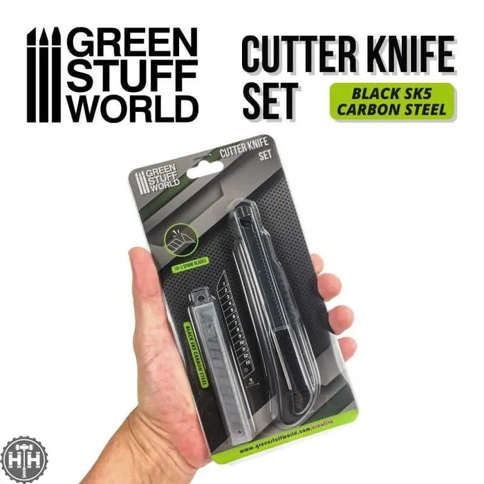 GSW Black Hobby Knife + 10x Black spare blades Hobby Tools Green Stuff World