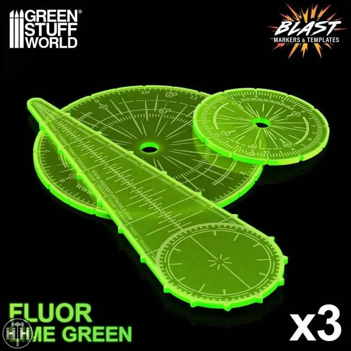 GSW Blast Markers and Templates - Fluor Lime Green Gaming Tools Green Stuff World