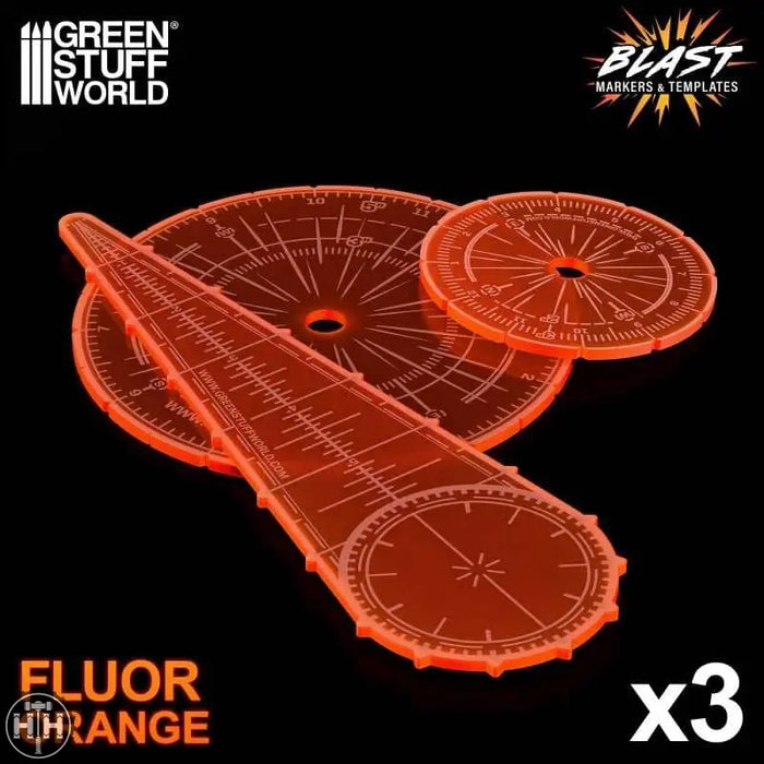 GSW Blast Markers and Templates - Fluor Orange Gaming Tools Green Stuff World