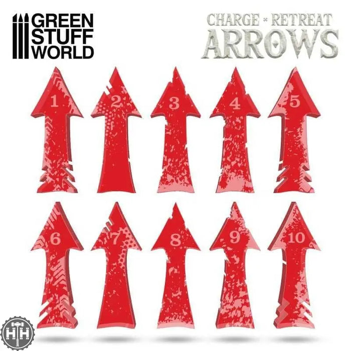GSW Charge N Retreat Arrows - RED (thickness 3mm) Gaming Tools Green Stuff World