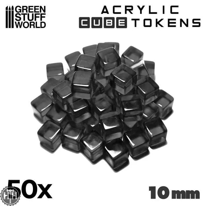 GSW Gaming Cubes 10mm - CLEAR BLACK (pack x50) Gaming Tools Green Stuff World
