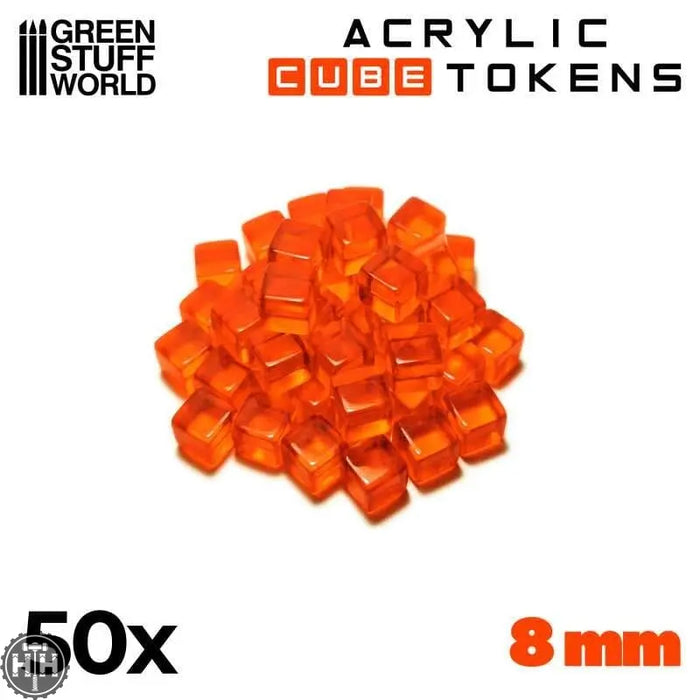 GSW Gaming Cubes 8mm - ORANGE (pack x50) Gaming Tools Green Stuff World