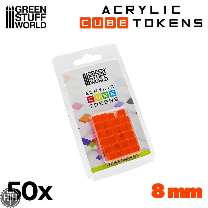 GSW Gaming Cubes 8mm - ORANGE (pack x50) Gaming Tools Green Stuff World