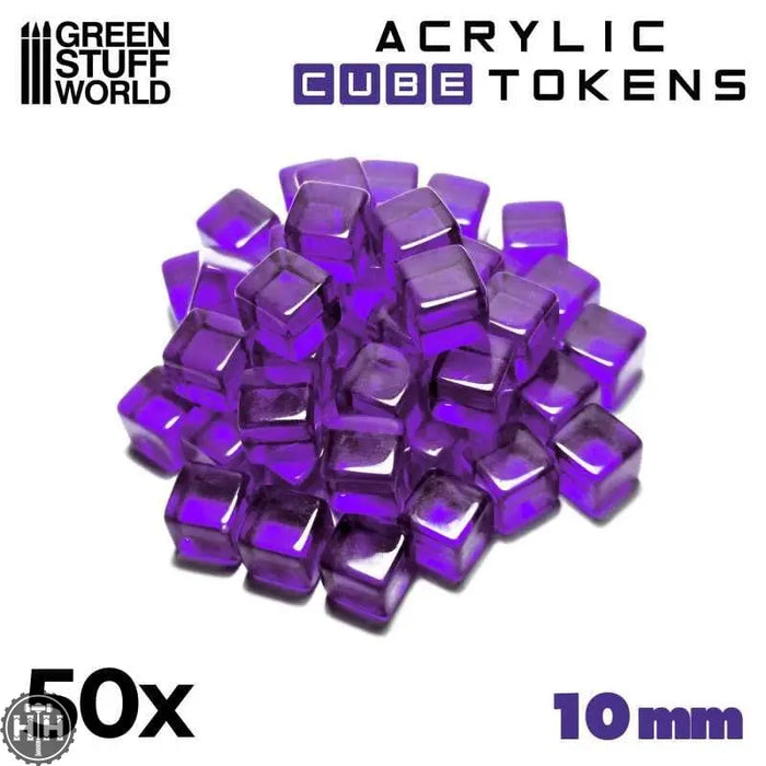 GSW Gaming TOKENs - Purple Cubes 10mm (pack x50) Gaming Tools Green Stuff World