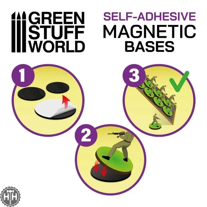 GSW Magnetic Precut Sizes - Adhesive Squares 25x25mm Magnetic Sheet Green Stuff World