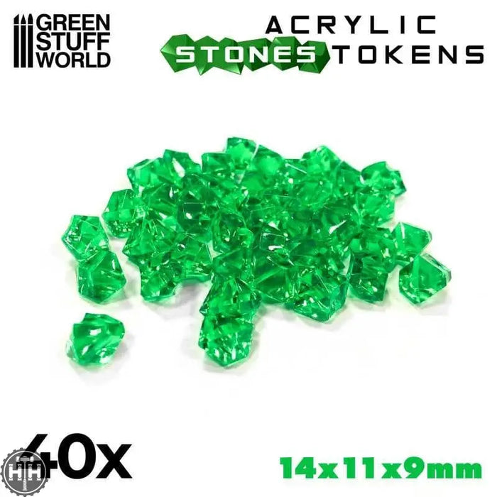 GSW Plastic Stones 12mm - GREEN (Pack x40) Gaming Tools Green Stuff World