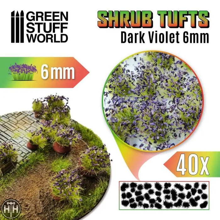 GSW Shrubs TUFTS - 6mm self-adhesive - DARK VIOLET Tufts Green Stuff World