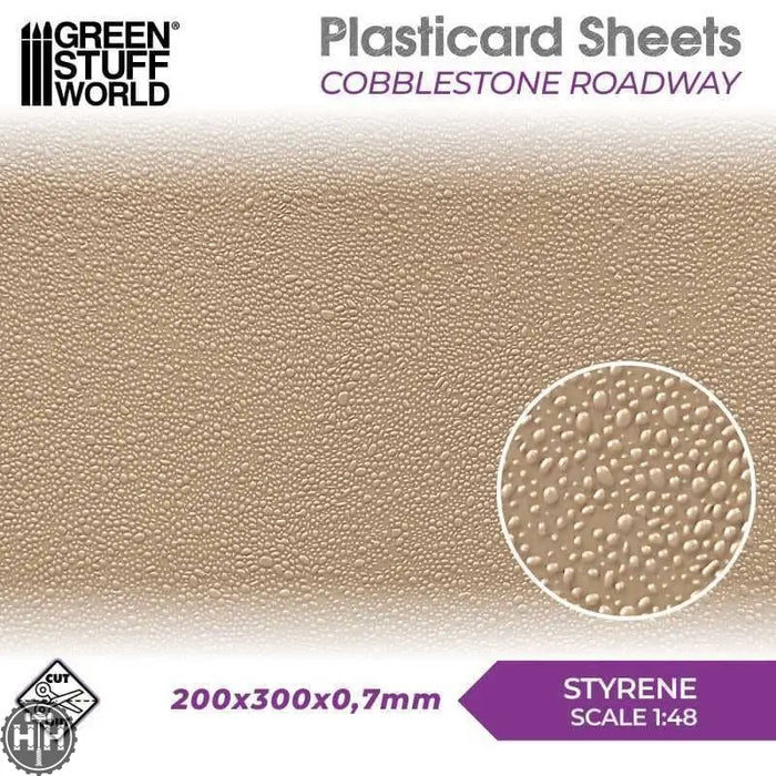GSW Styrene Plasticard Sheet - Cobblestone-Roadway Plasticard Green Stuff World