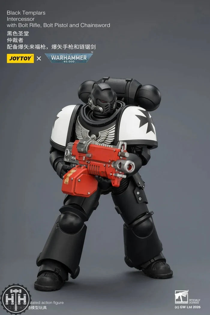 Joytoy Black Templars Intercessor with Bolt Rifle, Bolt Pistol and Chainsword - JT03905 JoyToy