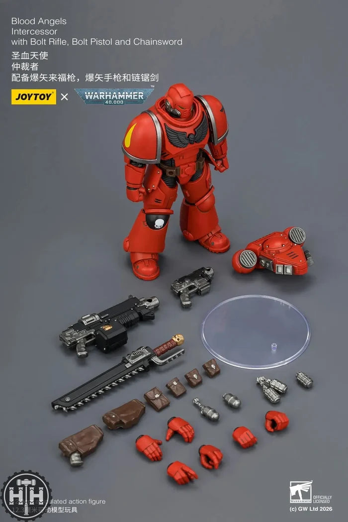 Joytoy Blood Angels Intercessor with Bolt Rifle, Bolt Pistol and Chainsword - JT03820 JoyToy
