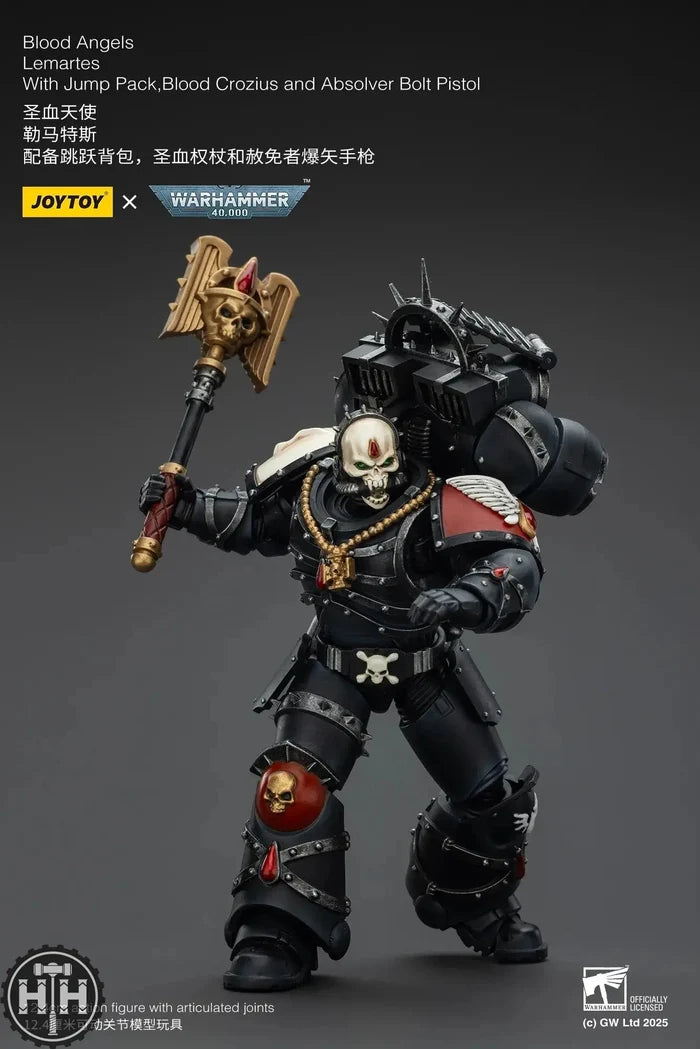 Joytoy Blood Angels Lemartes With Jump Pack, Blood Crozius and Absolver Bolt Pistol - JT02311 Action Figures JoyToy