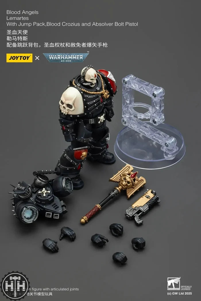 Joytoy Blood Angels Lemartes With Jump Pack, Blood Crozius and Absolver Bolt Pistol - JT02311 Action Figures JoyToy